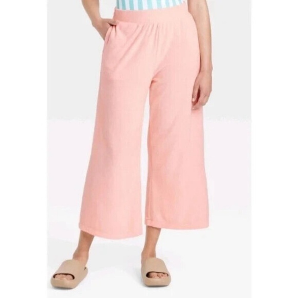 A New Day‎ Plus Size XXXL High-Rise French Terry Wide Leg Ankle Pull On Pants .